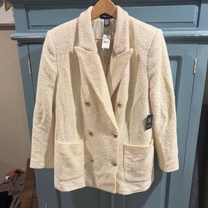 Express Cream Double-Breasted Blazer